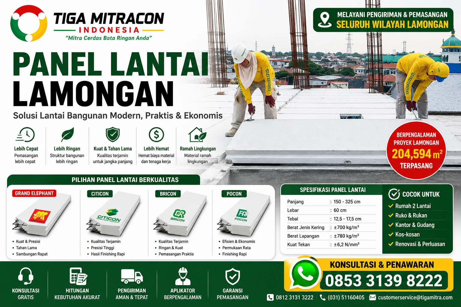 Panel Lantai Lamongan 2026: Harga, Ukuran, Kebutuhan & Jasa Pasang