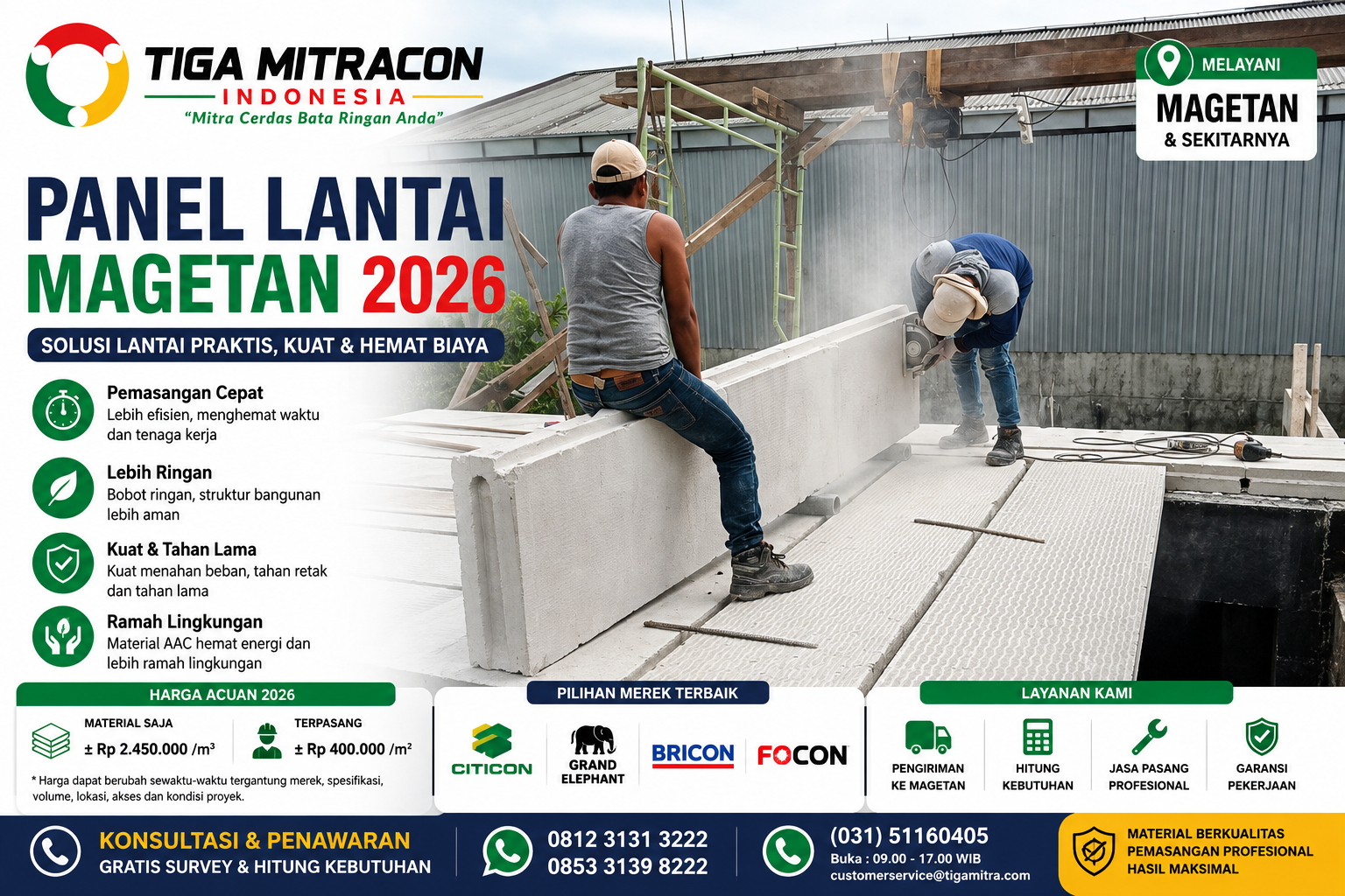 Panel Lantai Magetan 2026: Harga, Spesifikasi, Kebutuhan, Ongkir & Jasa Pasang