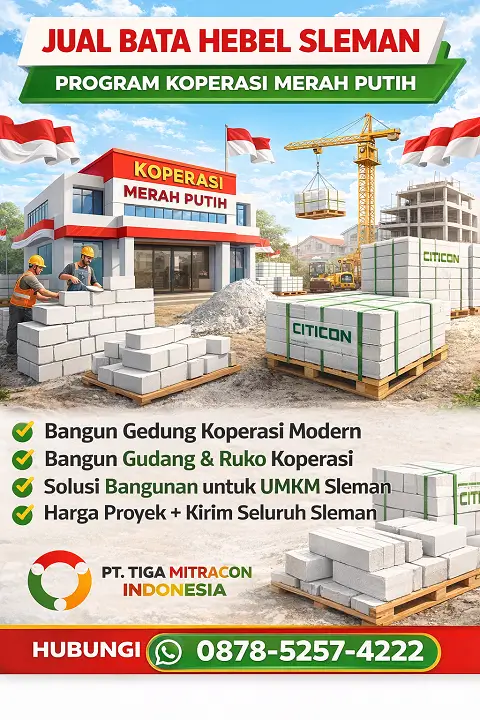 Jual bata hebel Sleman Yogyakarta program koperasi merah putih – kirim seluruh Sleman