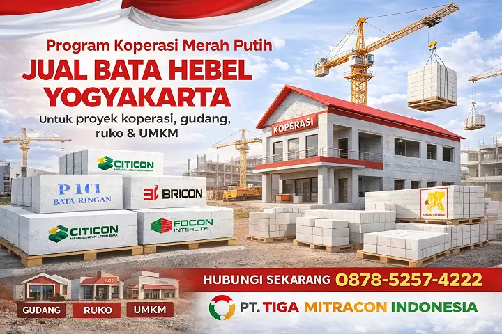 Jual bata hebel Yogyakarta program koperasi merah putih untuk gudang, ruko dan UMKM