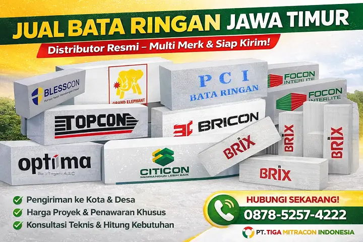 jual bata ringan jawa timur distributor resmi multi merk citicon focon bricon blesscon platinum tiga mitra