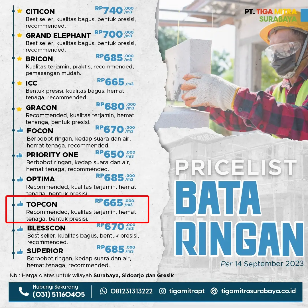 Jual Bata Ringan Topcon Surabaya