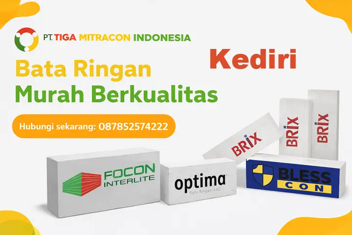 Bata ringan murah berkualitas di Kediri dengan merk : Focon Optima Blesscon Brix dari PT Tiga Mitracon Indonesia distributor bata ringan terpercaya dengan hotline 087852574222