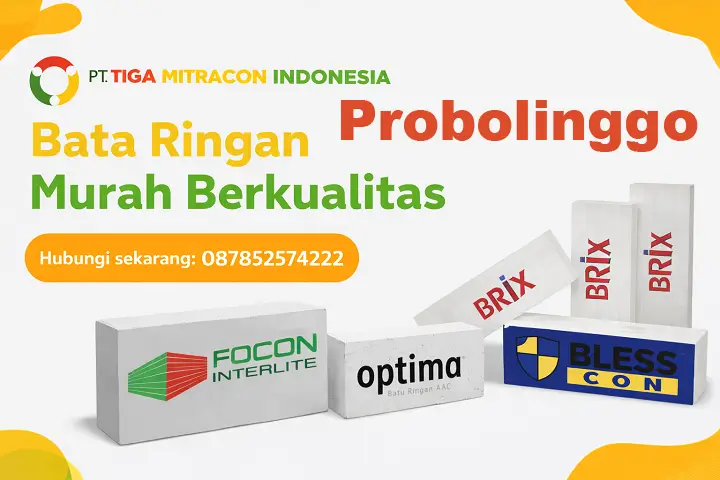 Bata ringan murah berkualitas di Probolinggo dengan merk : Focon Optima Blesscon Brix dari PT Tiga Mitracon Indonesia distributor bata ringan terpercaya dengan hotline 087852574222