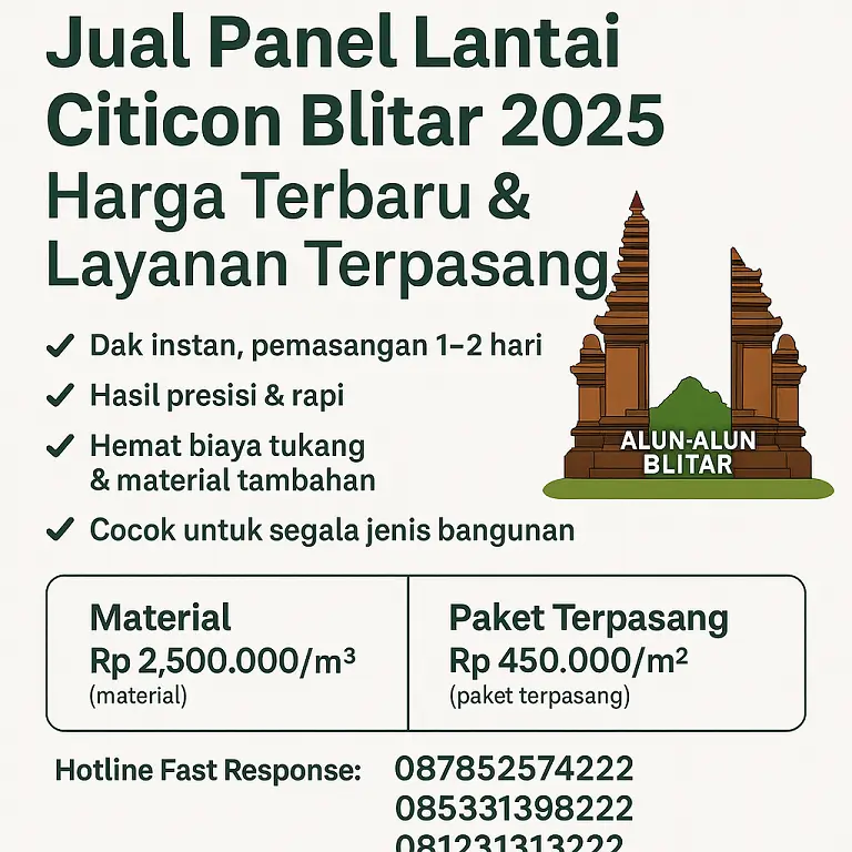 Jual Panel Lantai Citicon Blitar 2025 | Harga Terbaru & Paket Terpasang