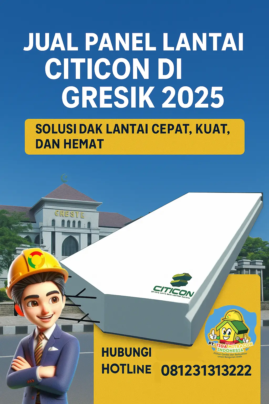 Jual Panel Lantai Citicon di Gresik 2025 – Solusi Dak Lantai Cepat, Kuat, dan Hemat | Tiga Mitracon Indonesia