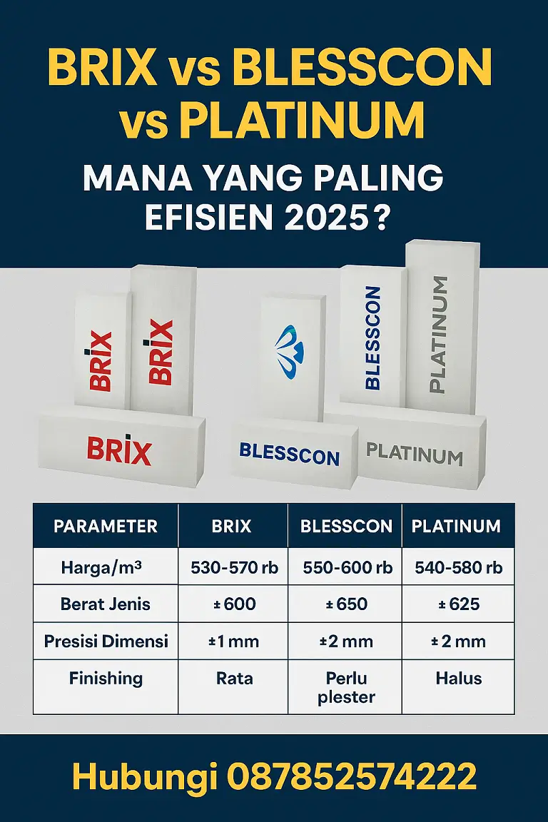 Bata Ringan Brix vs Blesscon vs Platinum 2025 – Pilih yang Paling Efisien untuk Proyek Anda