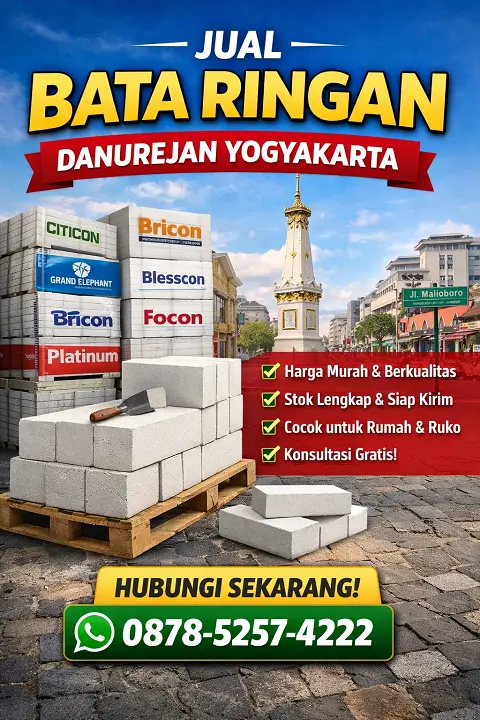 jual bata ringan danurejan yogyakarta stok lengkap harga murah kirim cepat 087852574222