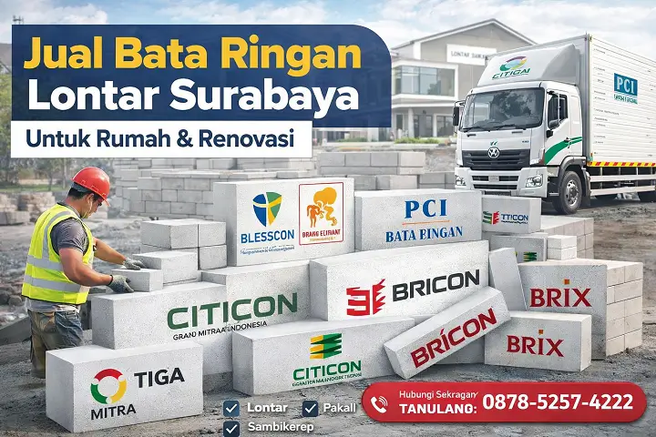 Jual bata ringan Lontar Surabaya untuk rumah tinggal dan renovasi dengan layanan distributor terpercaya Tiga Mitra