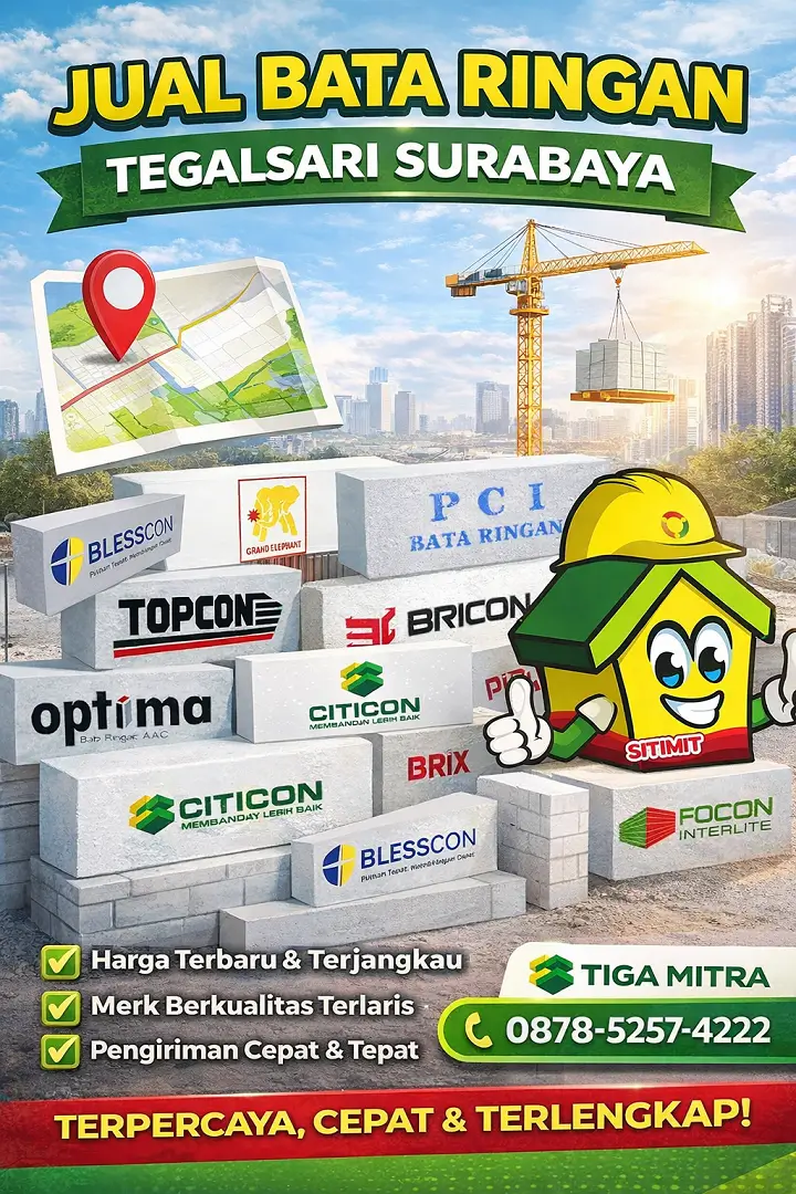 jual bata ringan tegalsari surabaya berbagai merk citicon focon bricon blesscon harga terbaru 2026