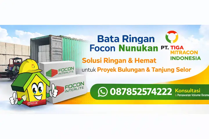 Distributor bata ringan Focon Nunukan pengiriman kontainer laut