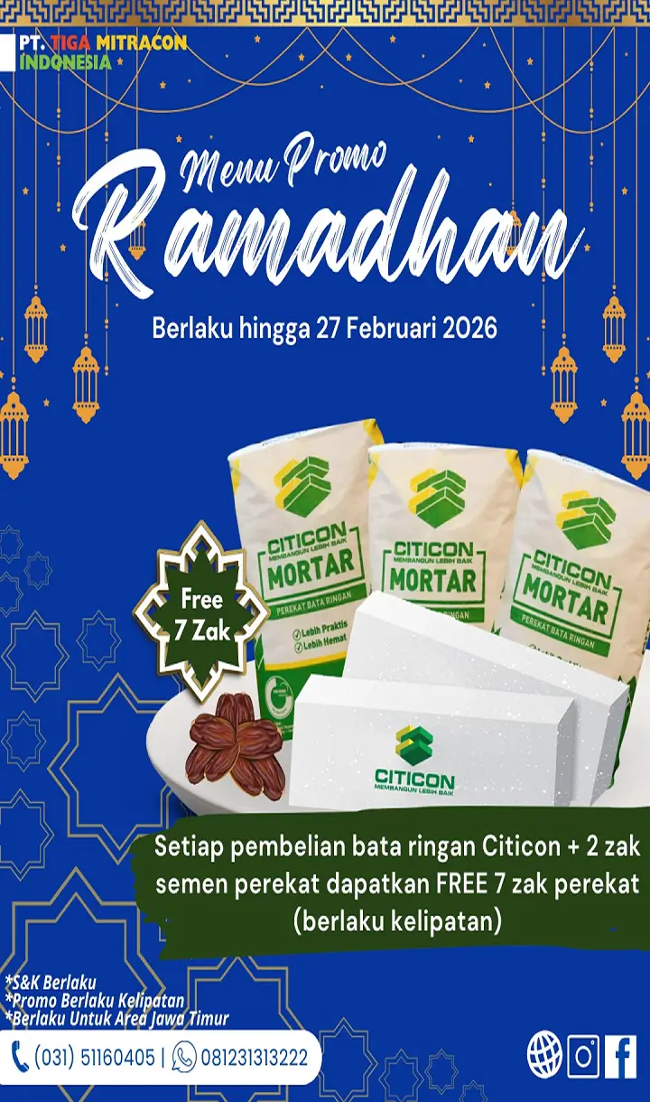 Promo Ramadhan Bata Ringan Citicon Free 7 zak Perekat Bata Ringan