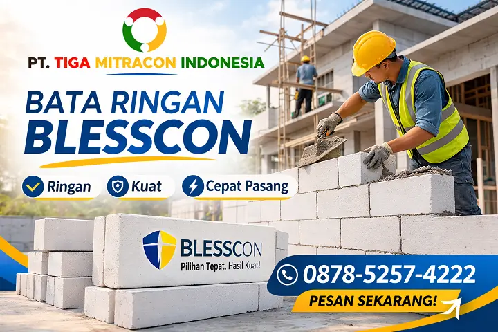 Pemesanan Bata Ringan Blesscon di Jombang hubungi Tiga Mitracon Indonesia di 087852574222