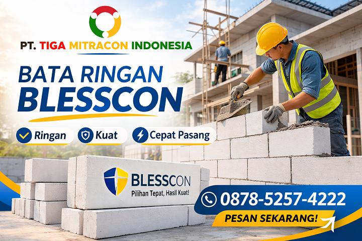 Pemesanan Bata Ringan Blesscon untuk proyek konstruksi di Jawa Timur dari Tiga Mitracon Indonesia