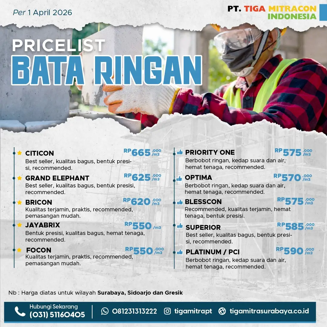 harga bata ringan 1 april 2026