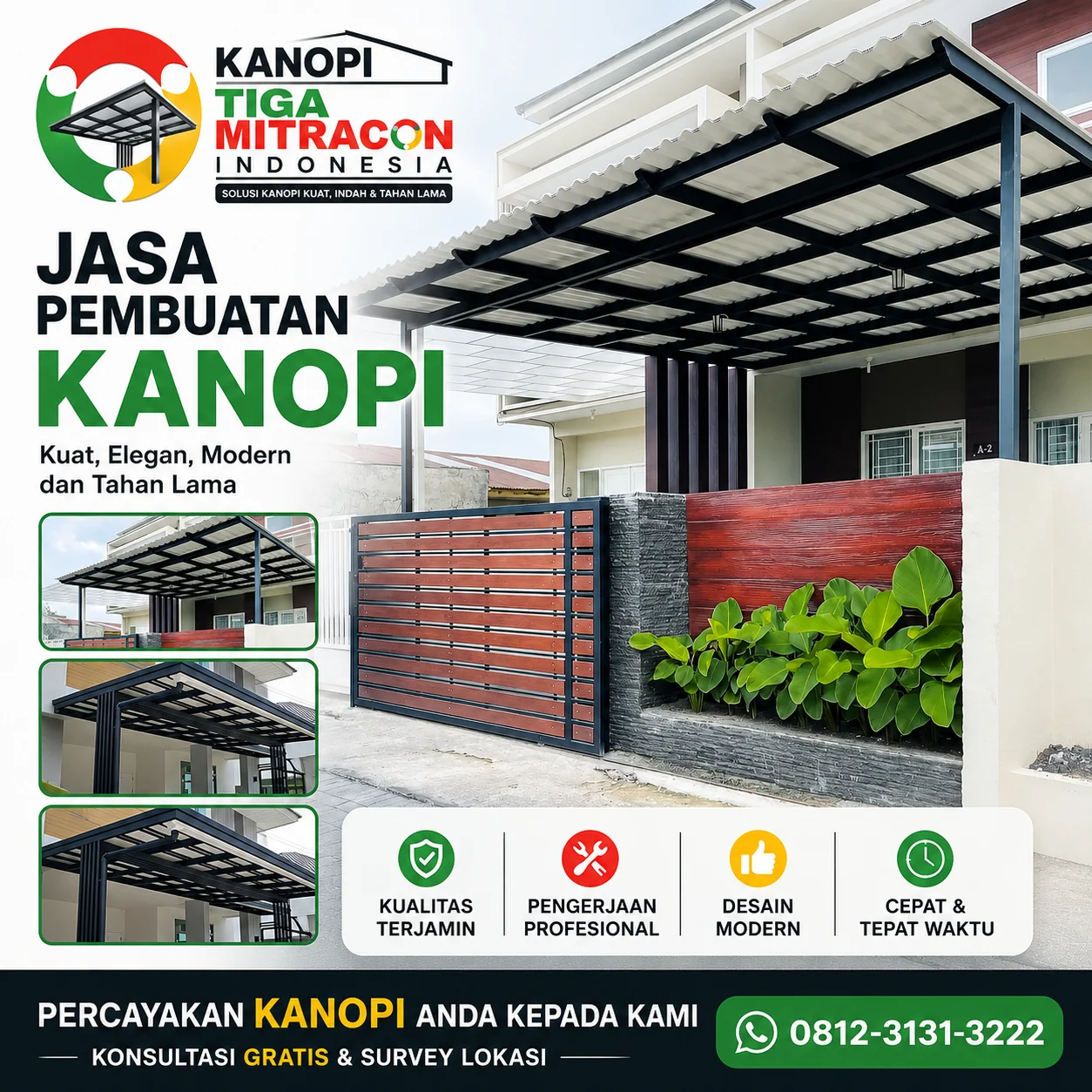Jasa Pembuatan Kanopi Tiga Mitracon Indonesia