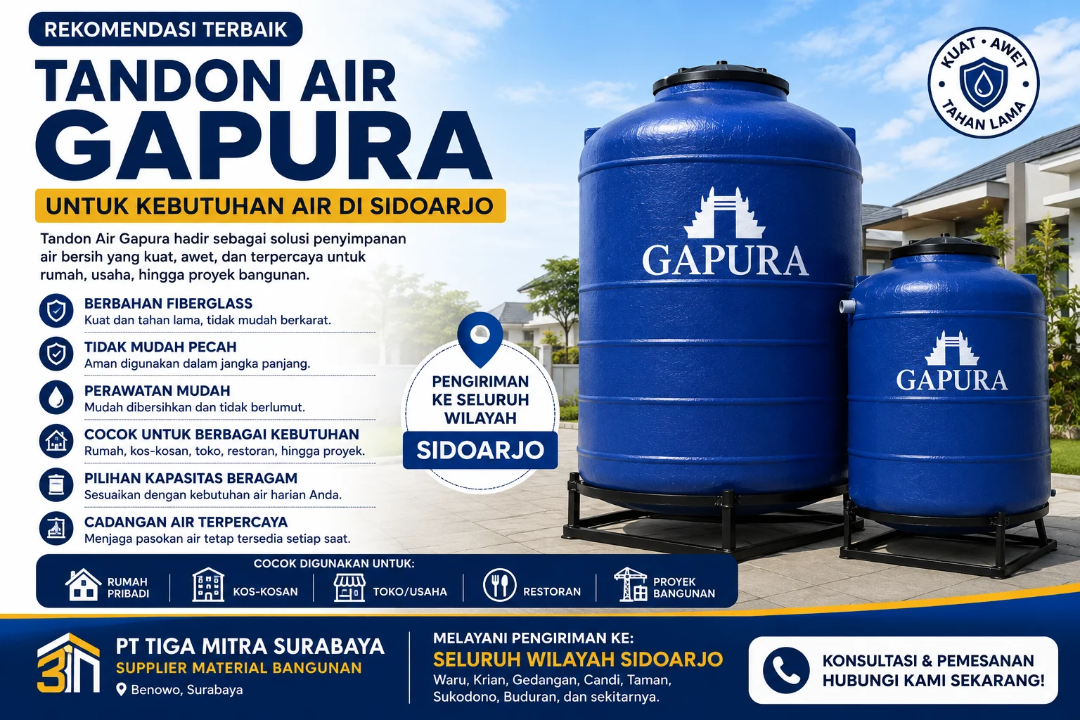 Tandon Air Gapura Sidoarjo: Rekomendasi, Keunggulan & Harga