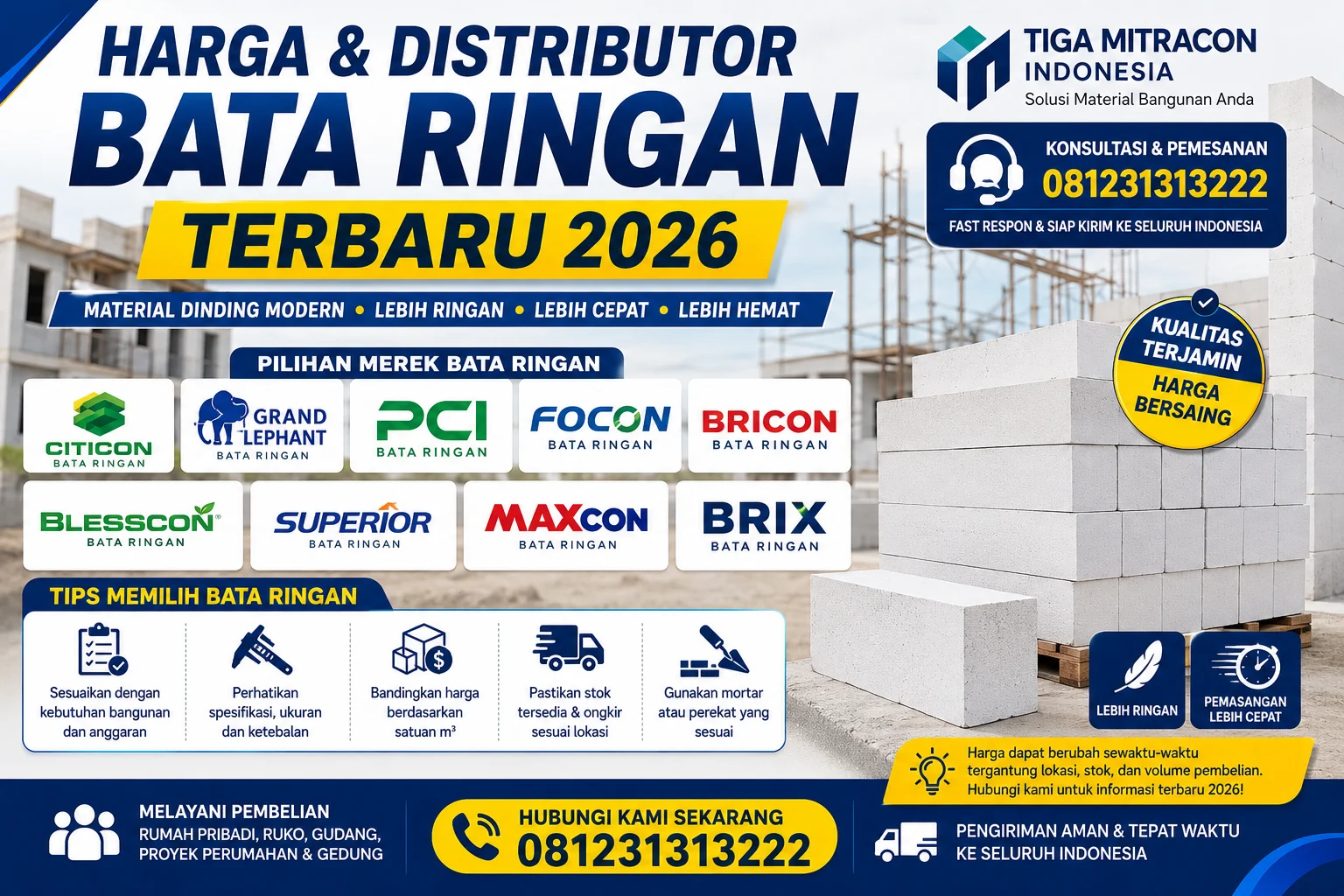 harga & distributor bata ringan terbaru 2026