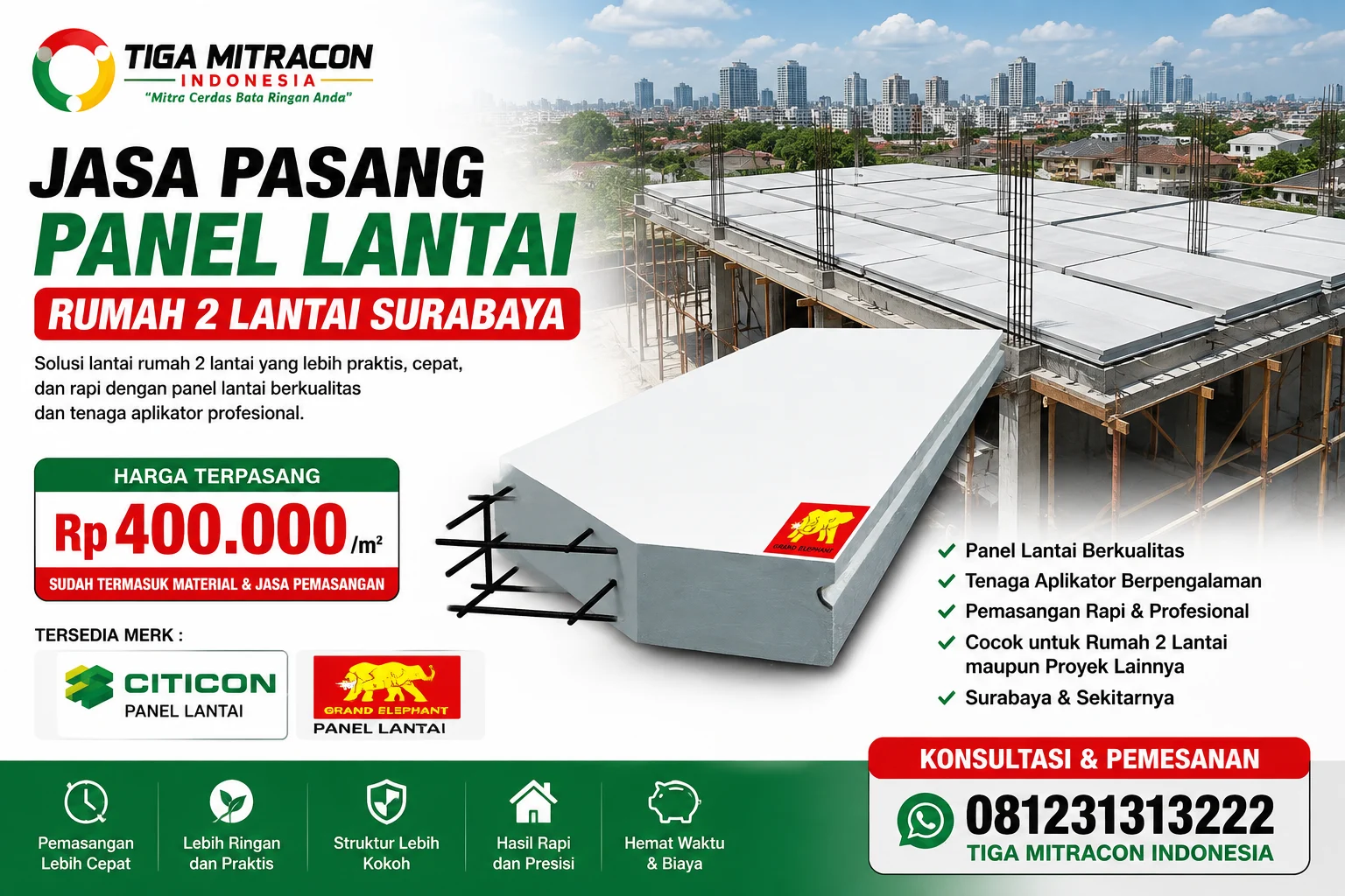 Jasa Pasang Panel Lantai Rumah 2 Lantai Surabaya