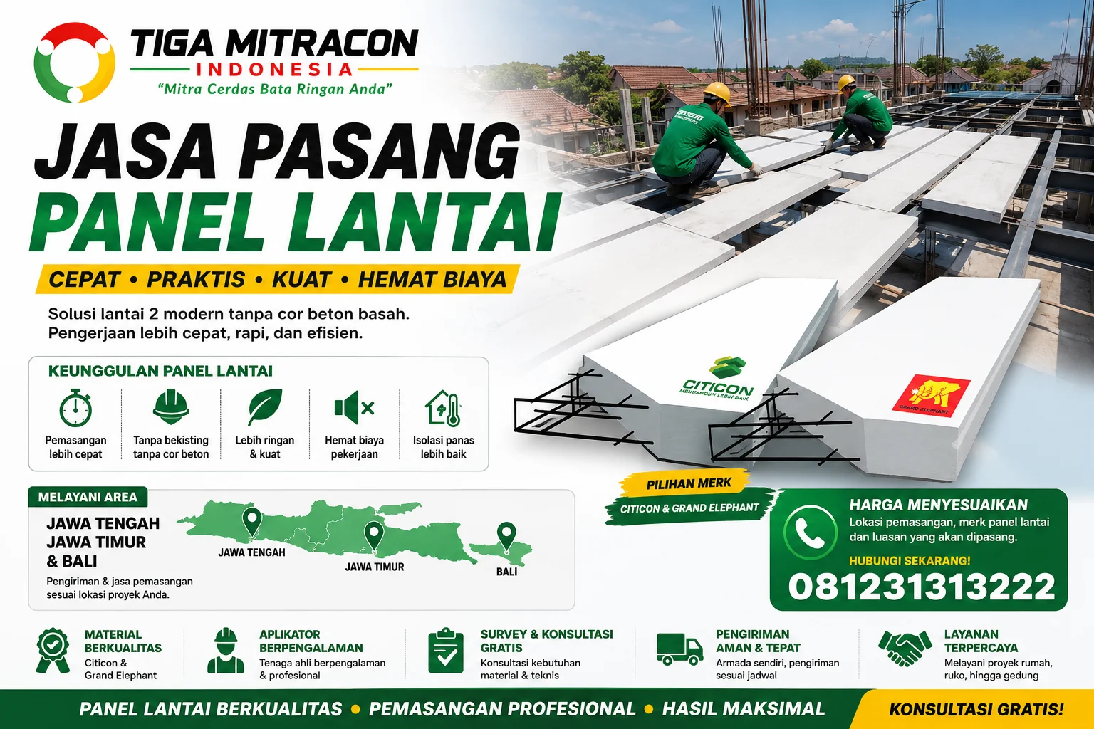 Jasa Pasang Panel Lantai Profesional untuk Jawa Tengah, Jawa Timur & Bali