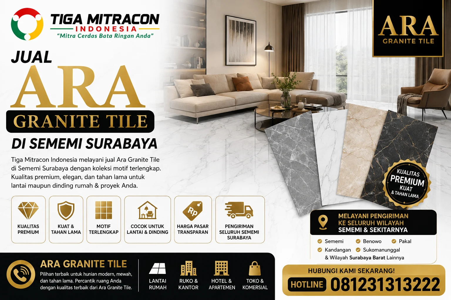 Jual Ara Granite Tile di Sememi Surabaya: Pilihan Lantai Berkualitas untuk Hunian Modern
