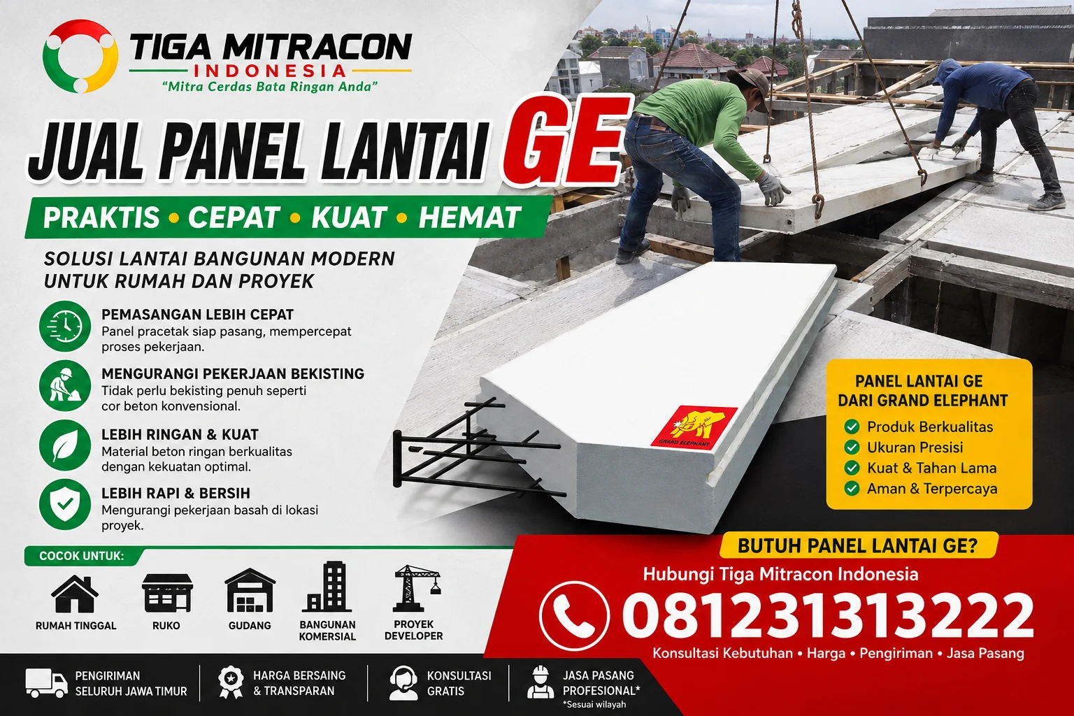 Jual Panel Lantai GE Jawa Timur 2026 – Harga, Ukuran, Spesifikasi & Jasa Pasang