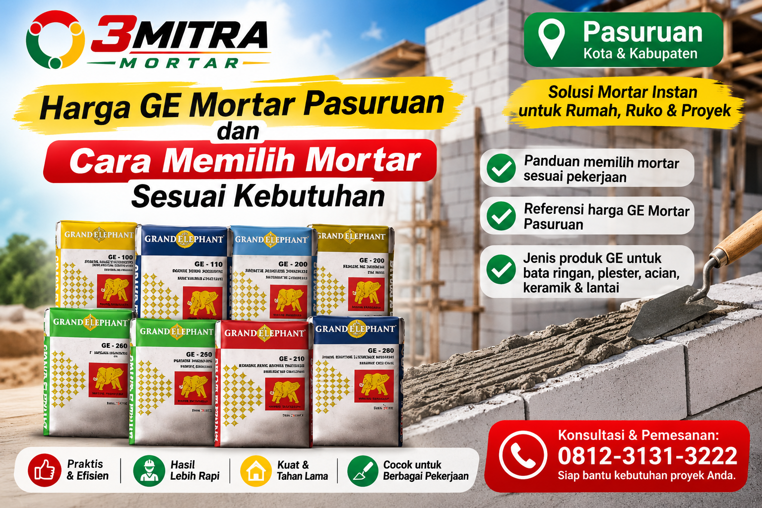 Harga GE Mortar Pasuruan dan Cara Memilih Mortar Sesuai Kebutuhan