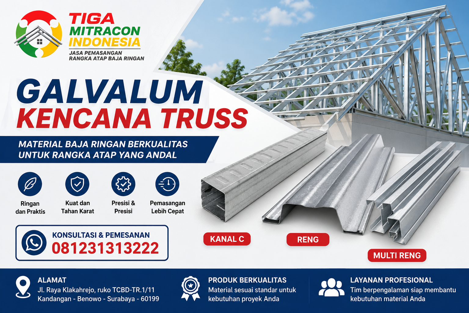 Galvalum Kencana Truss: Harga, Spesifikasi dan Distributor untuk Kebutuhan Rangka Atap