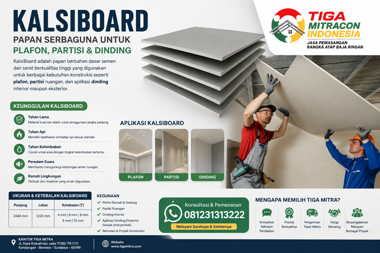 KalsiBoard: Jenis, Ukuran, Harga & Distributor KalsiBoard Surabaya