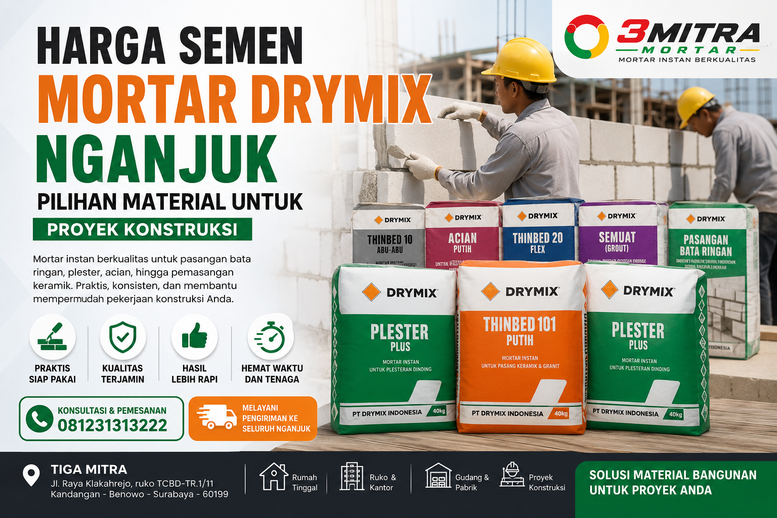 Harga Semen Mortar Drymix Nganjuk – Pilihan Material untuk Proyek Konstruksi