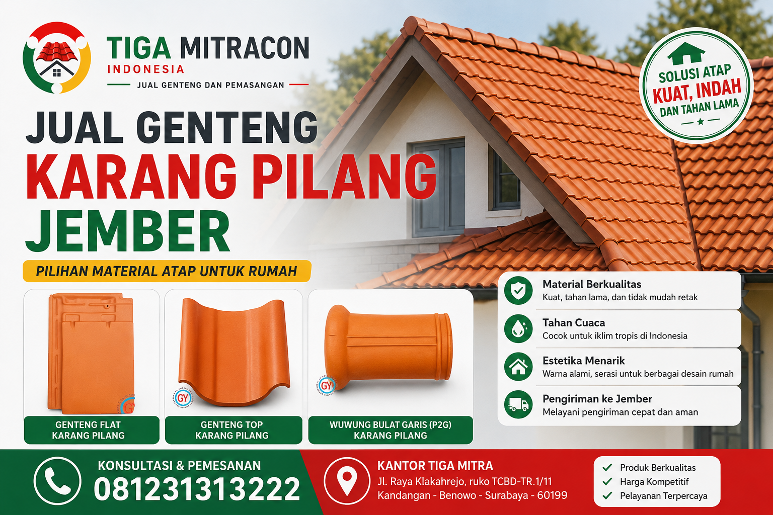 Jual Genteng Karang Pilang Jember – Pilihan Material Atap untuk Rumah