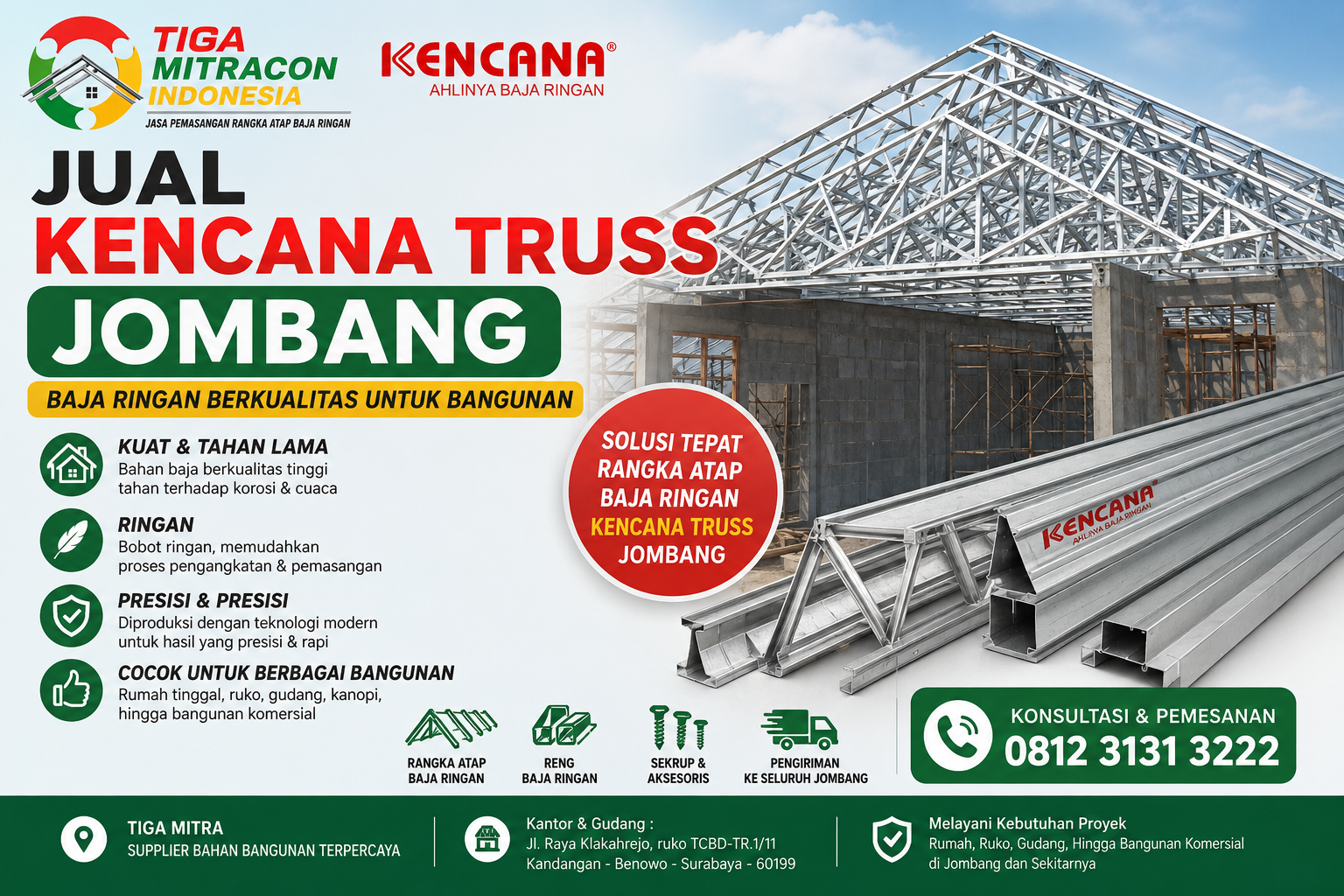 Jual Kencana Truss Jombang – Baja Ringan Berkualitas untuk Bangunan