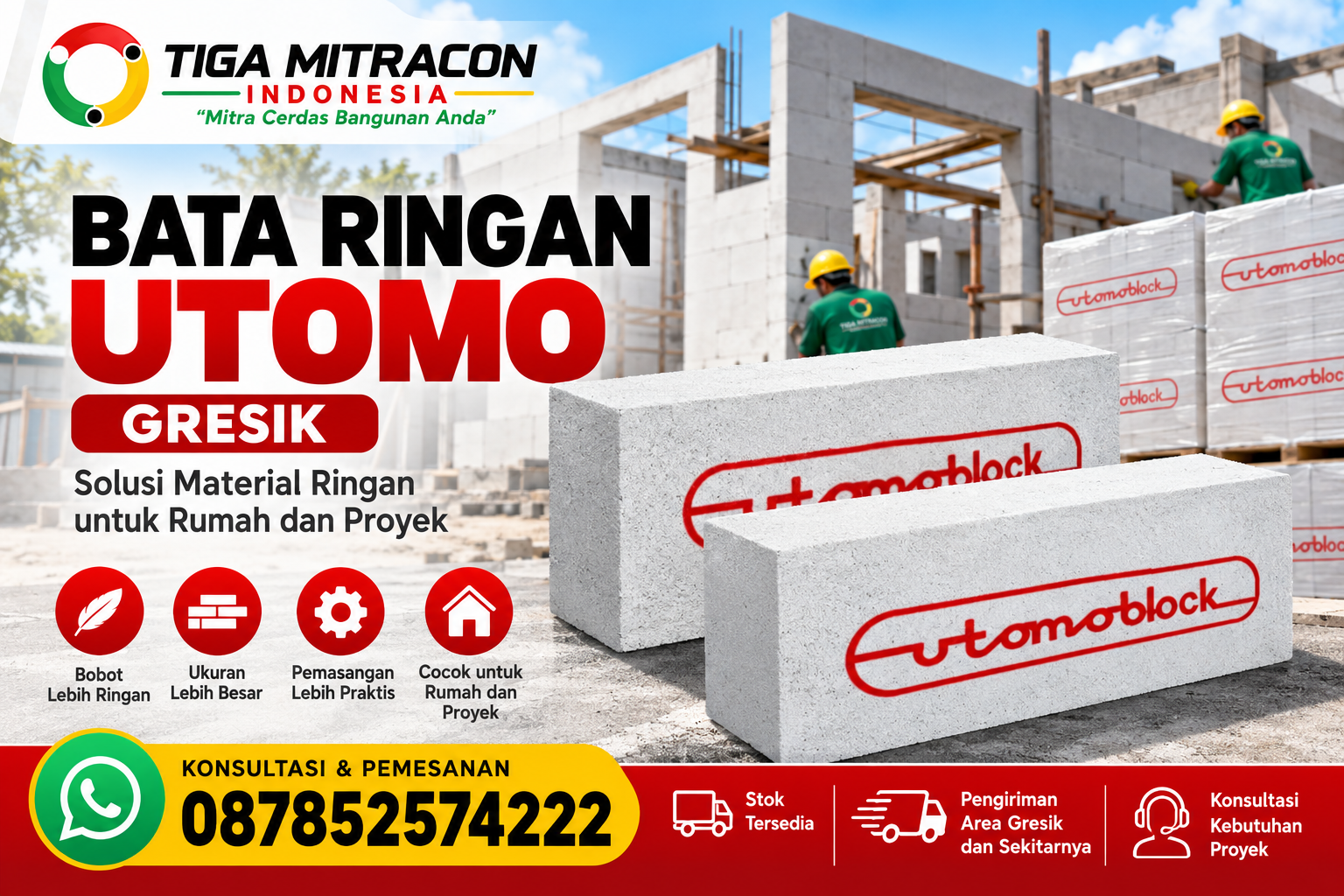 Bata Ringan Utomo Gresik untuk rumah dan proyek – Tiga Mitracon Indonesia