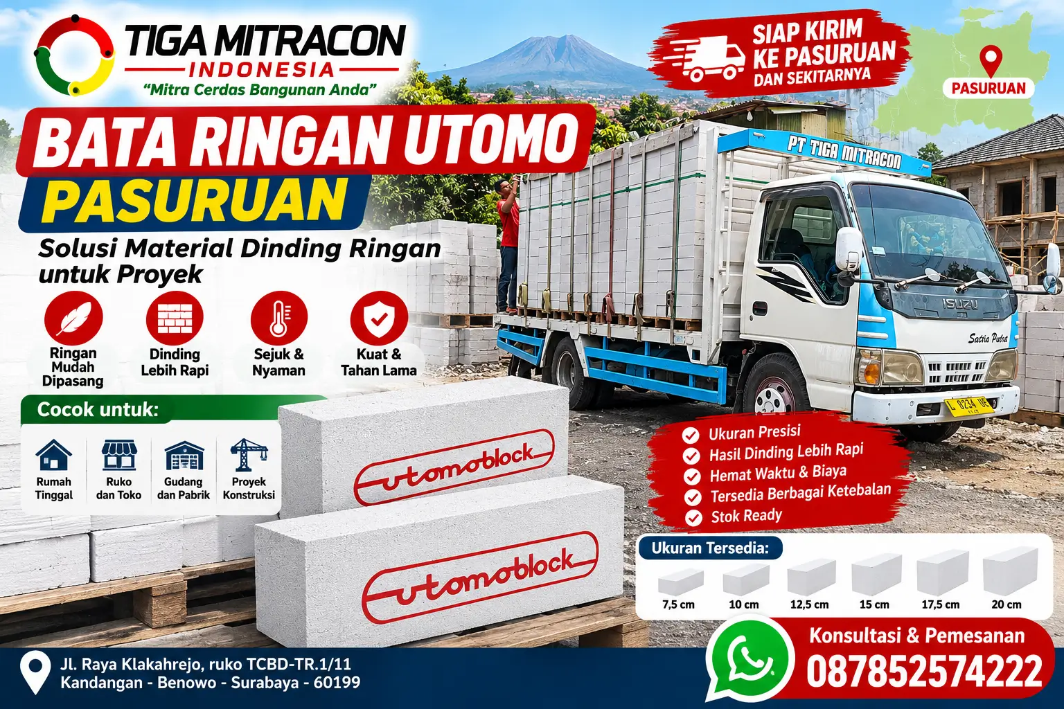 Bata Ringan Utomo Pasuruan untuk material dinding rumah dan proyek konstruksi