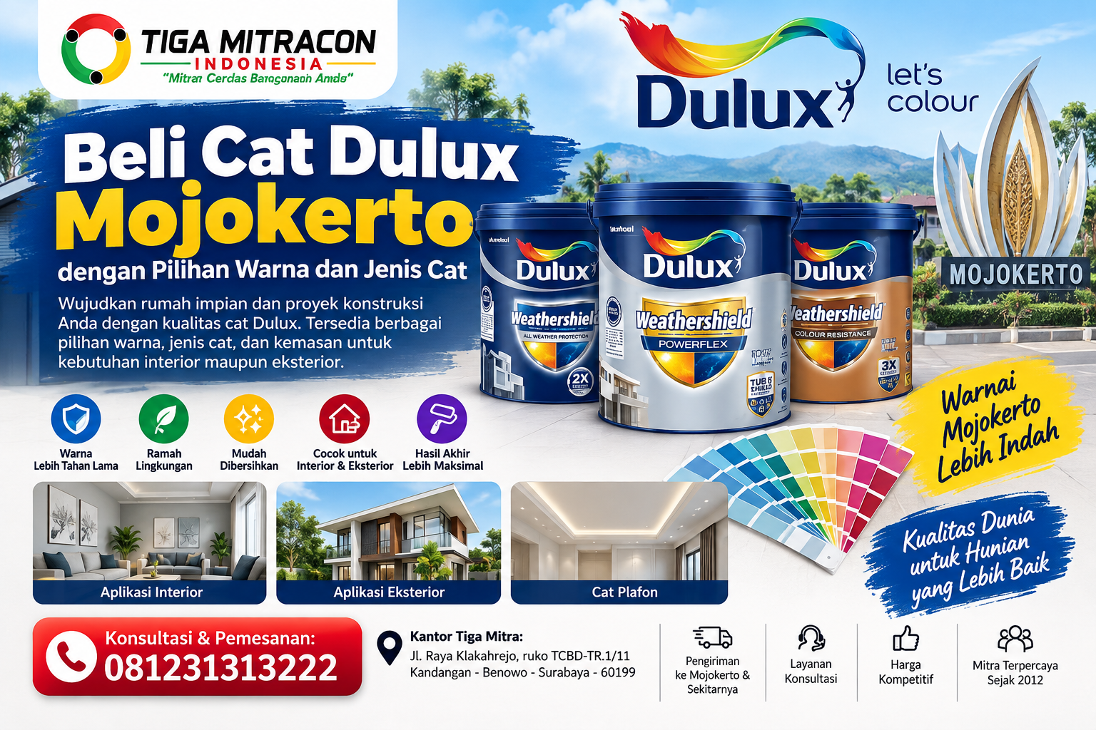 Beli Cat Dulux Mojokerto dengan pilihan warna dan jenis cat untuk rumah dan proyek