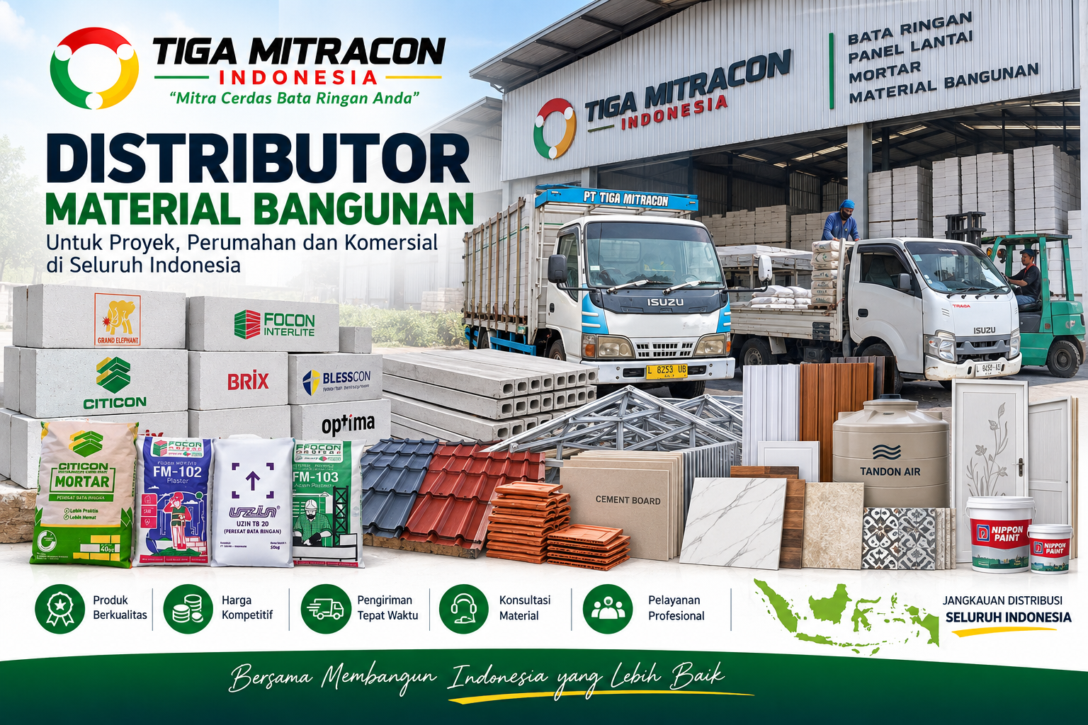 PT Tiga Mitracon Indonesia distributor material bangunan dan berbagai produk konstruksi