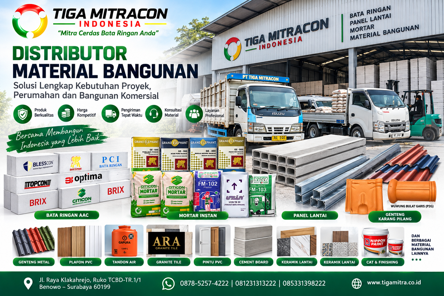 PT Tiga Mitracon Indonesia distributor material bangunan dan berbagai produk konstruksi