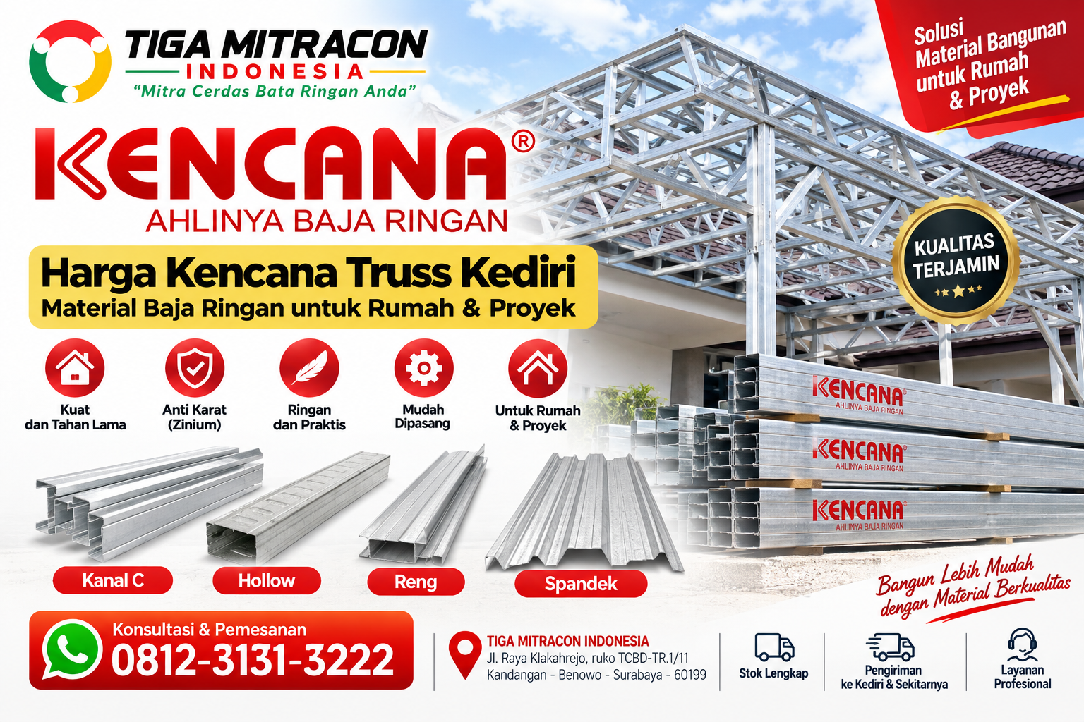 Harga Kencana Truss Kediri – Material baja ringan untuk rumah dan proyek