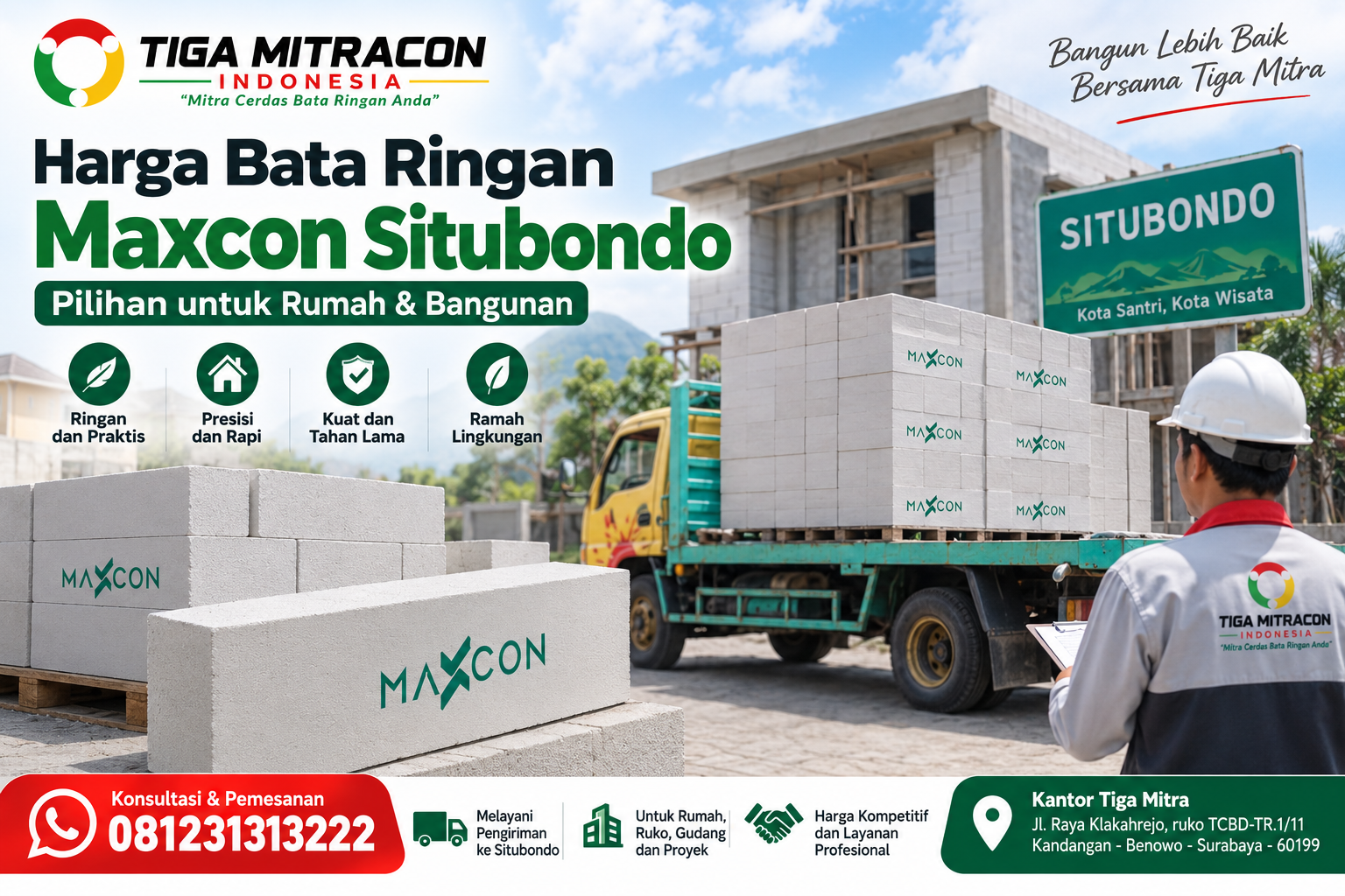 Harga Bata Ringan Maxcon Situbondo Terbaru untuk Rumah & Proyek