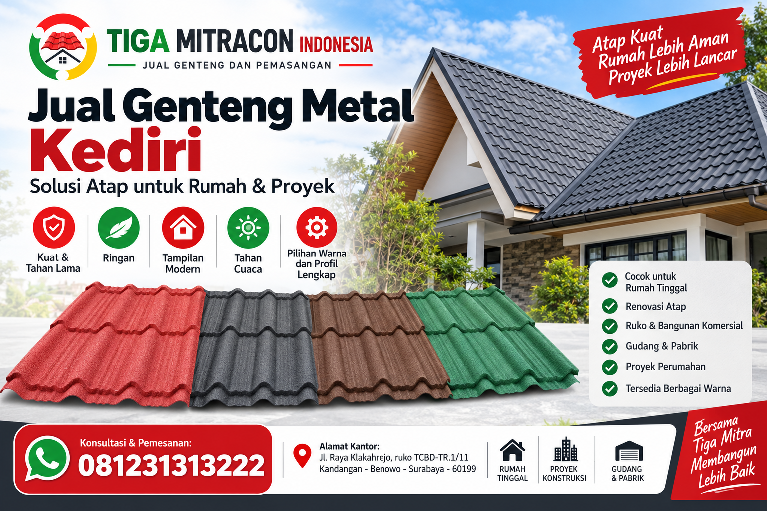 Jual Genteng Metal Kediri – Harga & Pilihan untuk Rumah dan Proyek