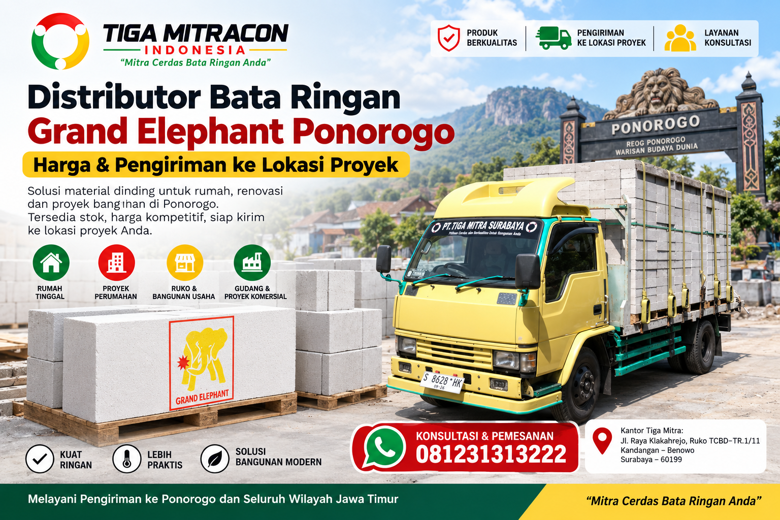 Distributor Bata Ringan Grand Elephant Ponorogo | Harga & Kirim