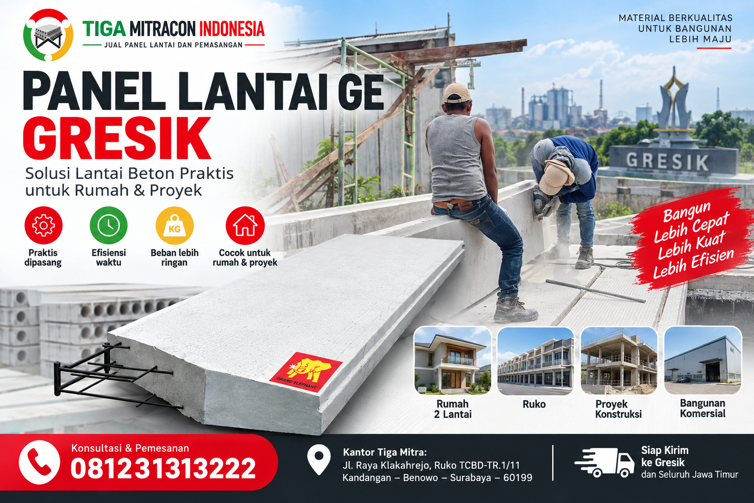 Panel Lantai GE Gresik untuk rumah dan proyek konstruksi dengan pemasangan panel lantai beton praktis