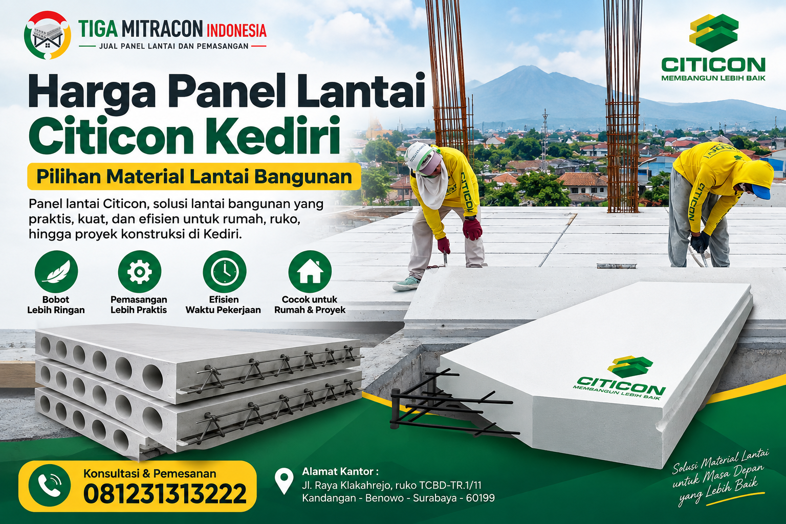 Harga panel lantai Citicon Kediri untuk material lantai bangunan rumah dan proyek konstruksi
