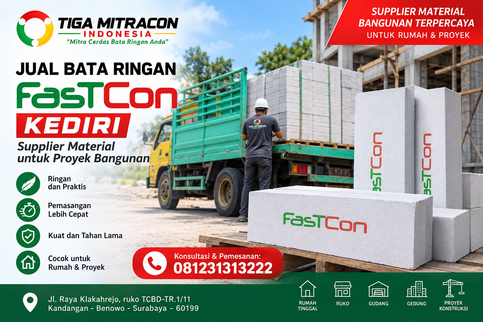 Jual Bata Ringan FastCon Kediri – Supplier Material untuk Proyek Bangunan