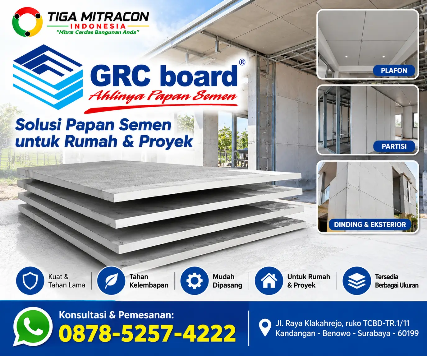GRC Board Kota Kediri untuk rumah dan proyek – Tiga Mitracon Indonesia