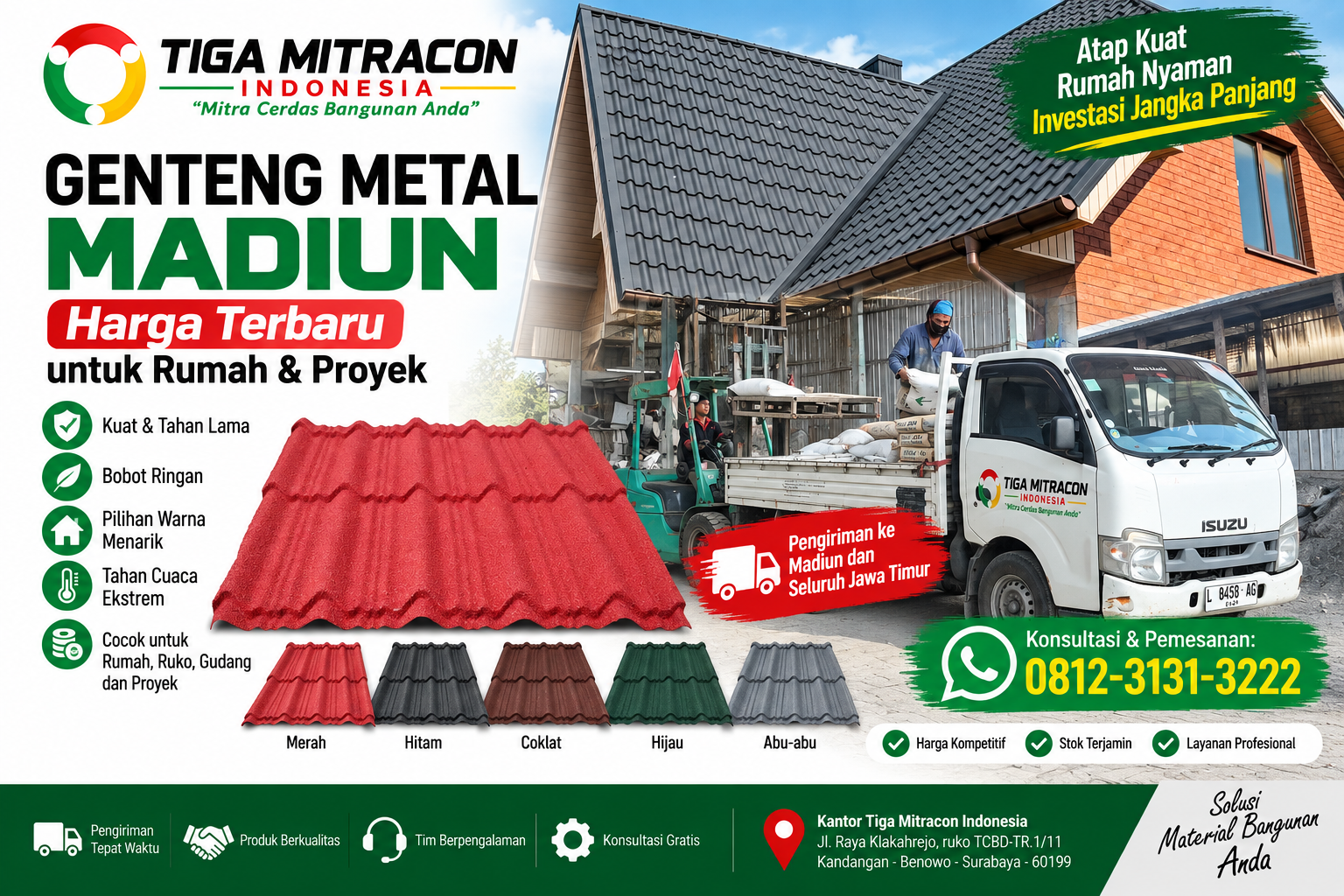 Genteng Metal Madiun untuk kebutuhan atap rumah dan proyek konstruksi