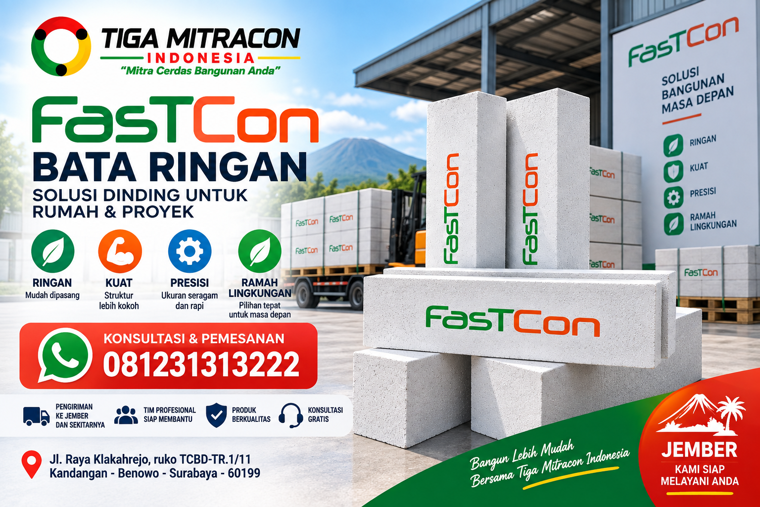 Jual Bata Ringan Fastcon Jember – Solusi Dinding untuk Rumah dan Proyek