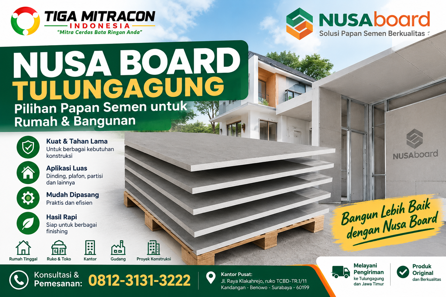 Nusa Board Tulungagung papan semen untuk rumah dan bangunan