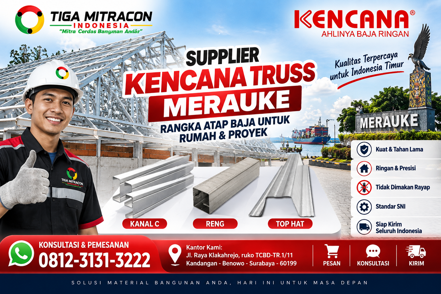 Supplier Kencana Truss Merauke untuk rangka atap baja rumah dan proyek – Tiga Mitracon Indonesia