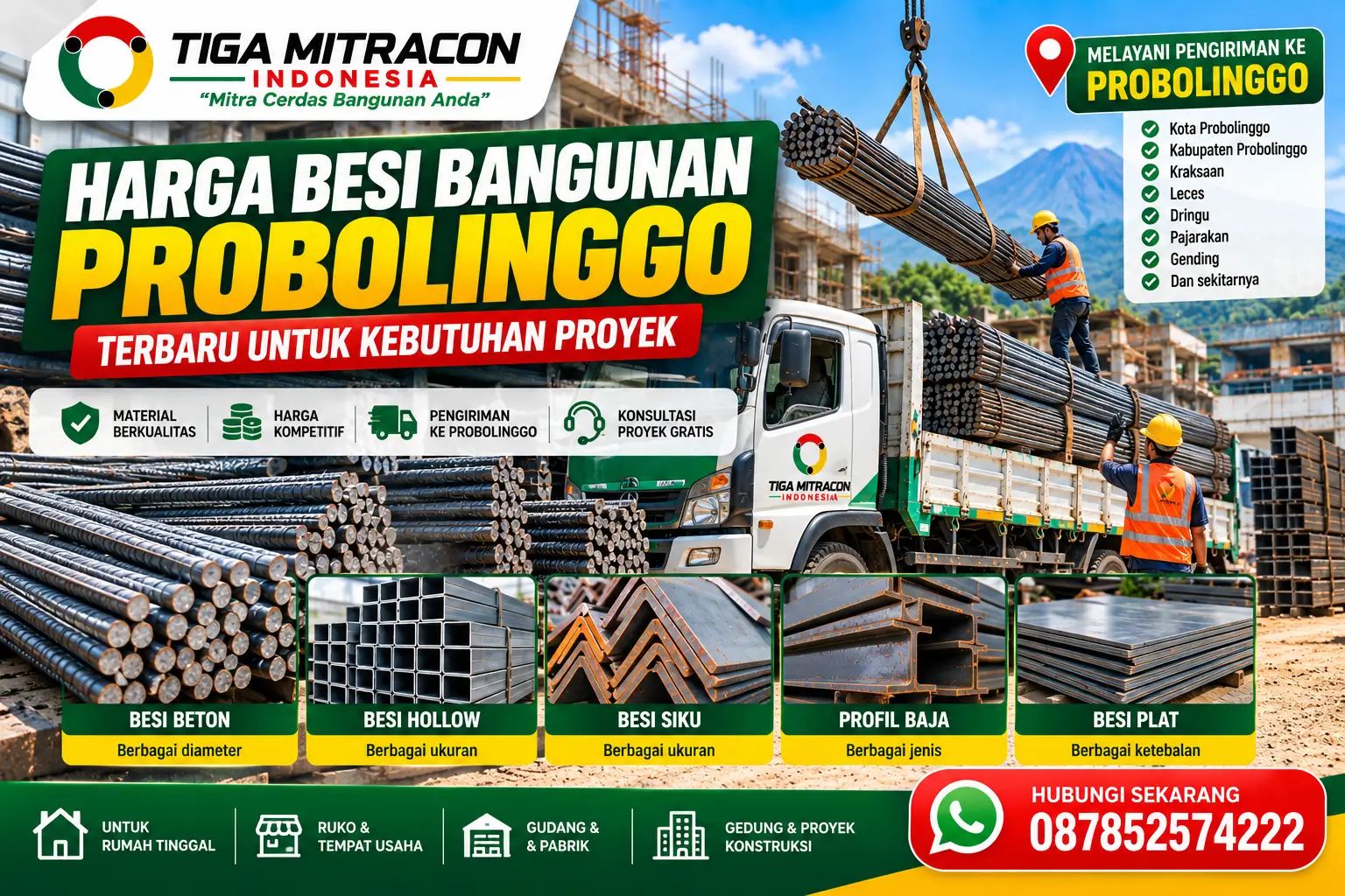 Harga besi bangunan Probolinggo terbaru untuk kebutuhan proyek oleh Tiga Mitracon Indonesia
